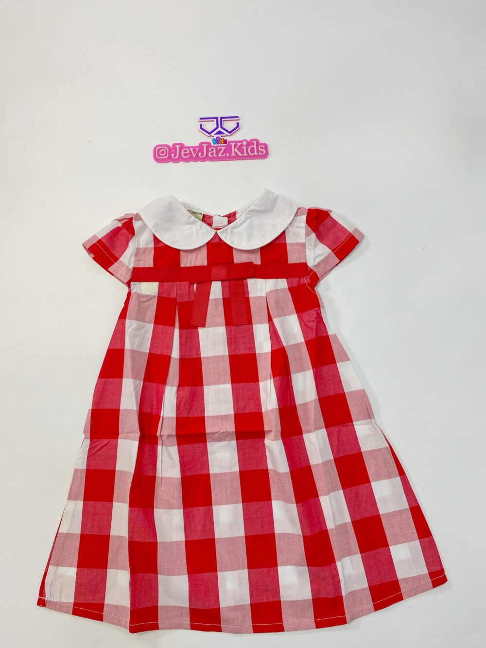 CHECK DRESS WHITE COLLAR (Red/White)