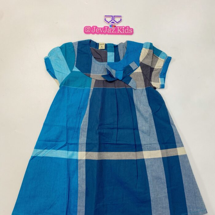 CHECK DRESS WHITE COLLAR (Blue)