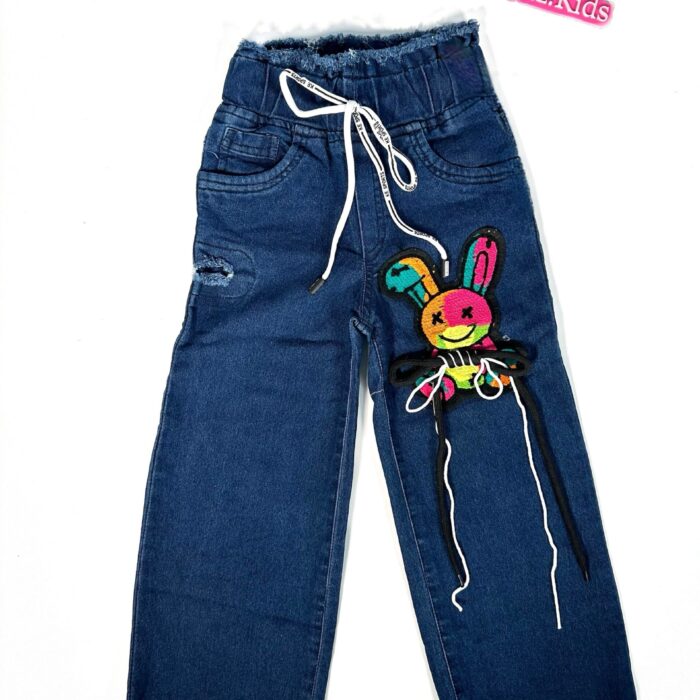 DENIM COLOURFUL BEAR PANT (Dark)