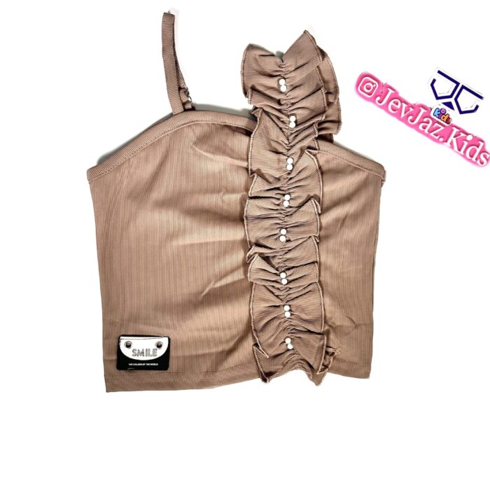 MONO SLEEVE WITH PEARLS(Brown)