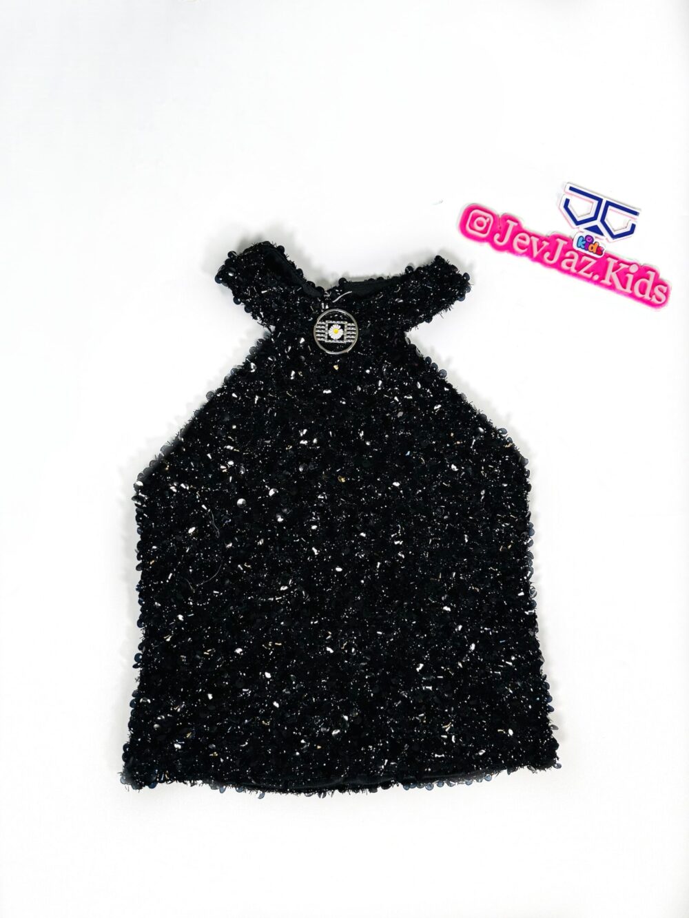 BLACK SHINNY HALTER NECK TOP