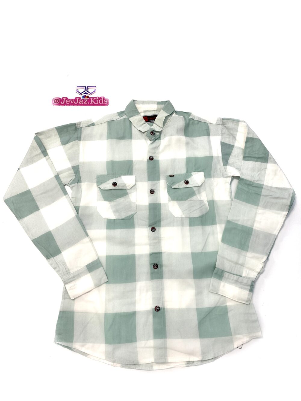 SR CHECK DRESS SHIRT LONG SLEEVE DOUBLE POCKET BUTTON DOWN (Green)