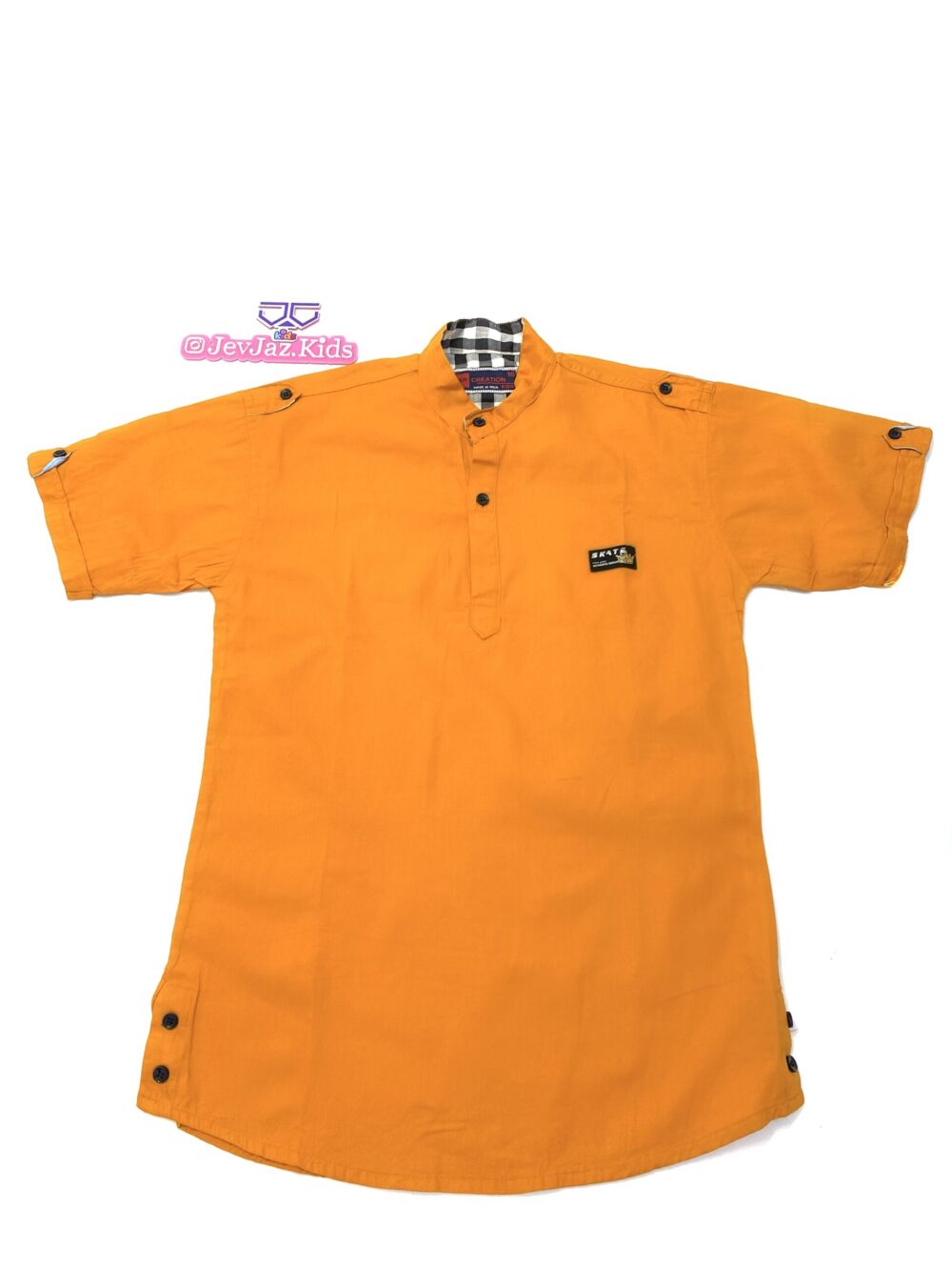 SR PLAIN DRESS SHIRT SHORT SLEEVE HALF BUTTON (Orange)