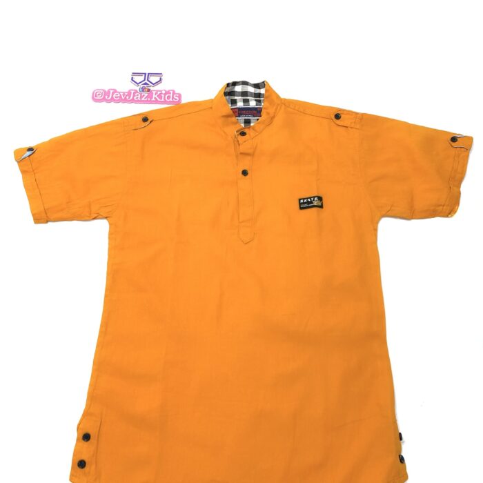 SR PLAIN DRESS SHIRT SHORT SLEEVE HALF BUTTON (Orange)