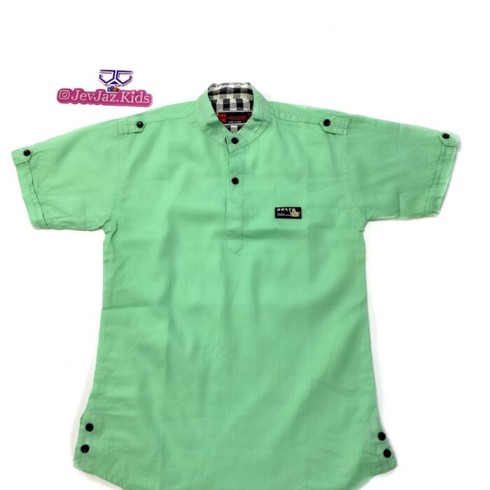 SR PLAIN DRESS SHIRT SHORT SLEEVE HALF BUTTON (Mint green)