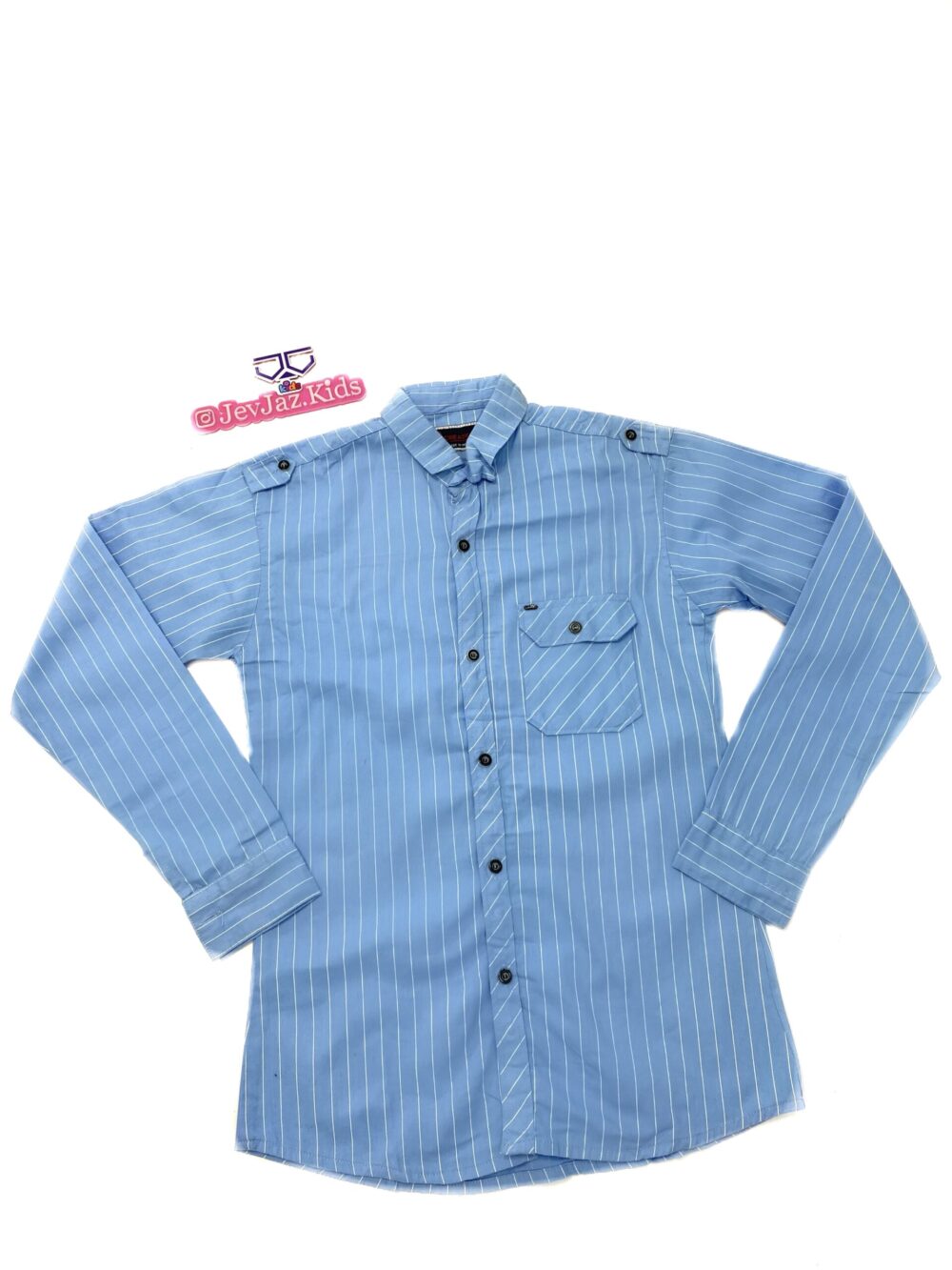 SR STRIPE DRESS SHIRT LONG SLEEVE BUTTON DOWN (Sky blue)