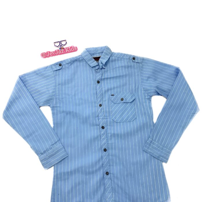 SR STRIPE DRESS SHIRT LONG SLEEVE BUTTON DOWN (Sky blue)
