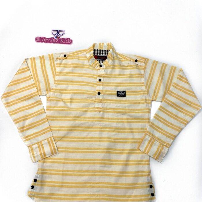 SR STRIPE DRESS SHIRT LONG SLEEVE HALF BUTTON (Yellow)