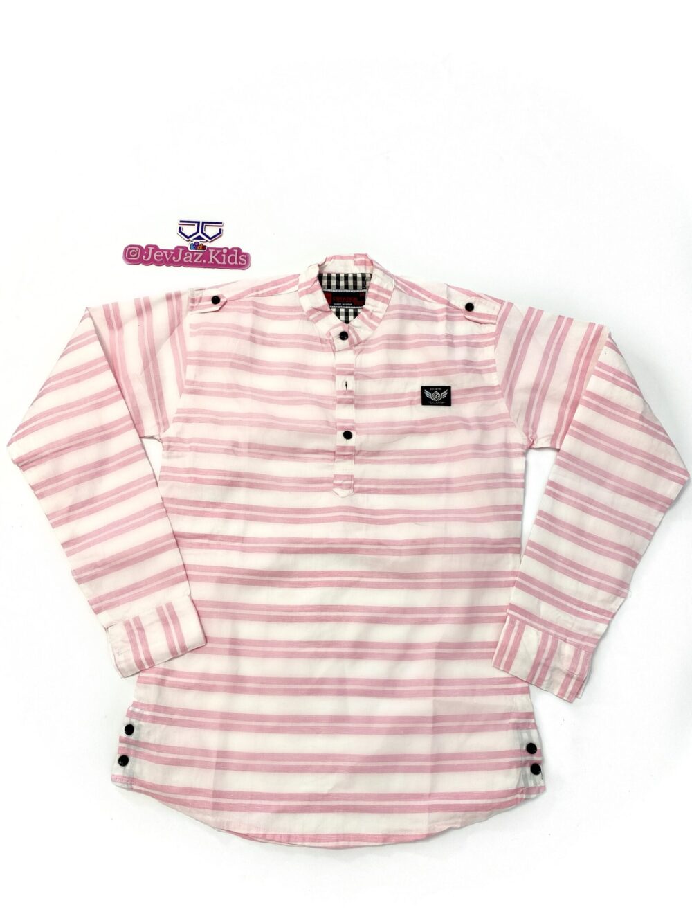 SR STRIPE DRESS SHIRT LONG SLEEVE HALF BUTTON (Pink)