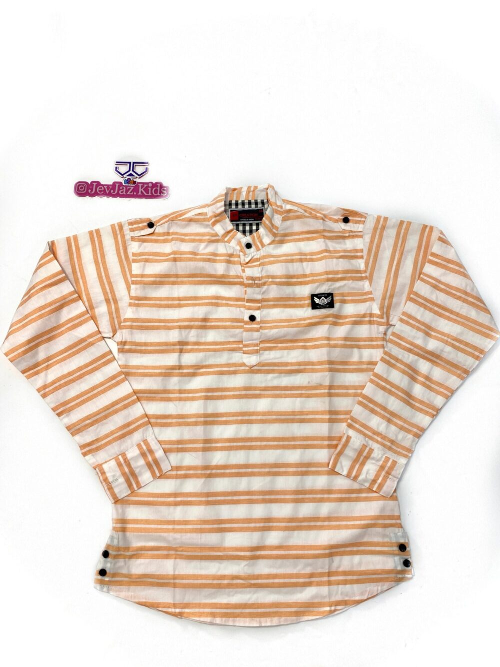 SR STRIPE DRESS SHIRT LONG SLEEVE HALF BUTTON (Orange)