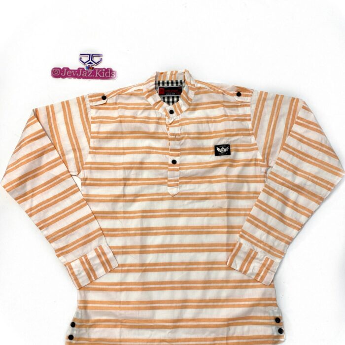 SR STRIPE DRESS SHIRT LONG SLEEVE HALF BUTTON (Orange)
