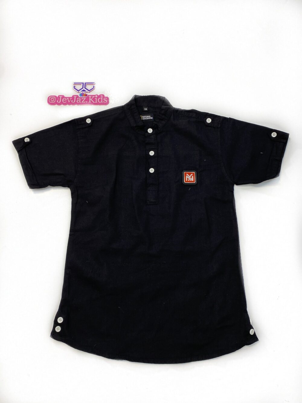 NATIONAL GEOGRAPHIC PLAIN SHIRT SHORT SLEEVE BUTTON DOWN (Black)