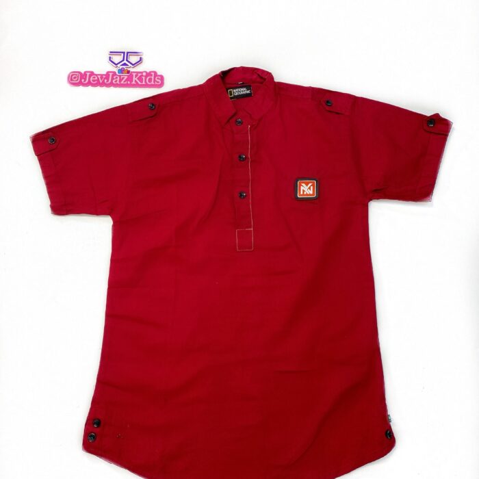 NATIONAL GEOGRAPHIC PLAIN SHIRT SHORT SLEEVE BUTTON DOWN (Red)