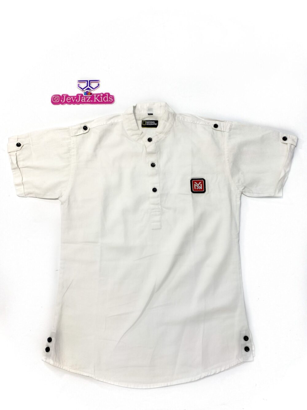 NATIONAL GEOGRAPHIC PLAIN SHIRT SHORT SLEEVE BUTTON DOWN (White)