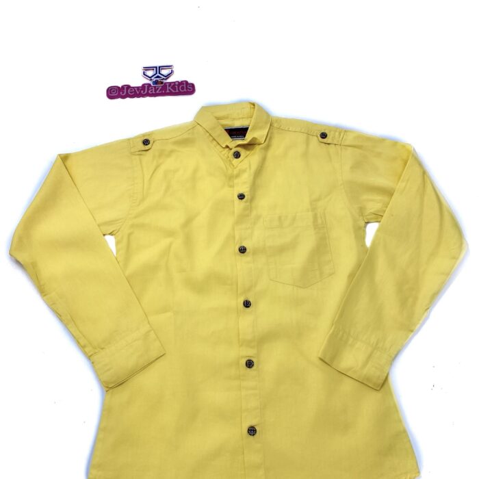 SR PLAIN DRESS SHIRT LONG SLEEVE BUTTON DOWN (Yellow)
