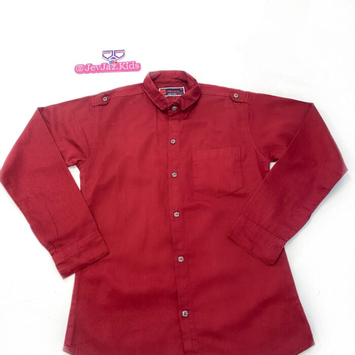 SR PLAIN DRESS SHIRT LONG SLEEVE BUTTON DOWN (Red)