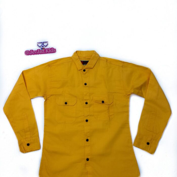 SR PLAIN DRESS SHIRT LONG SLEEVE DOUBLE POCKET BUTTON DOWN (Orange)