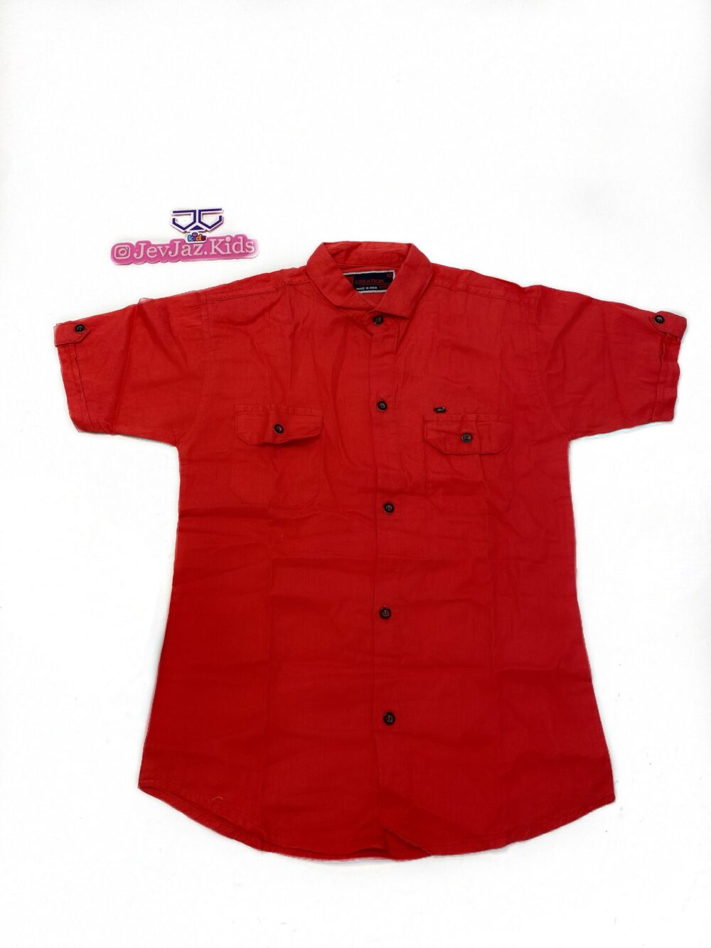 SR DOUBLE POCKET PLAIN  DRESS SHIRT SHORT SLEEVE BUTTON DOWN (RED)