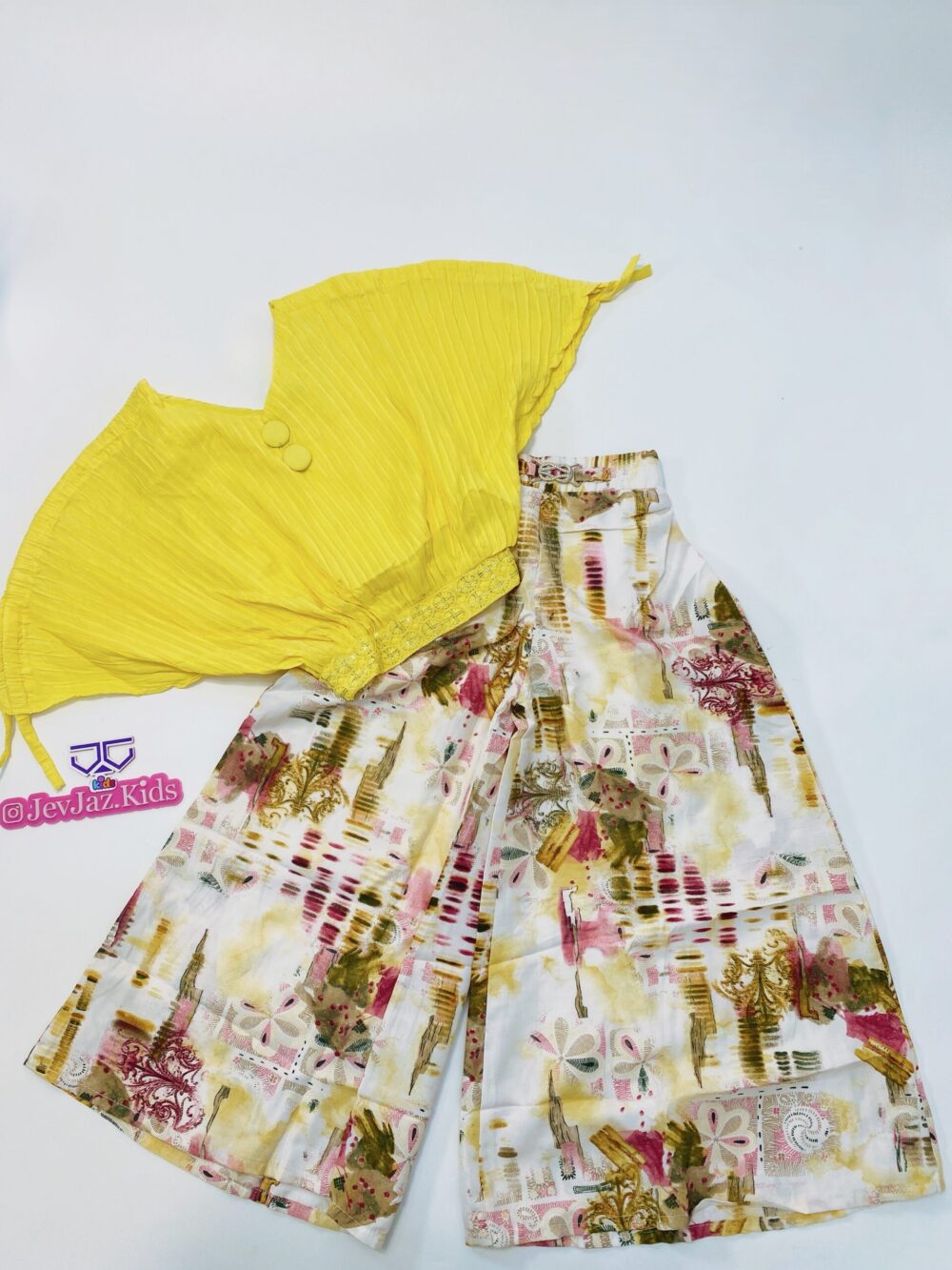 2PCS PLAIN AND PATTERN (Yellow)