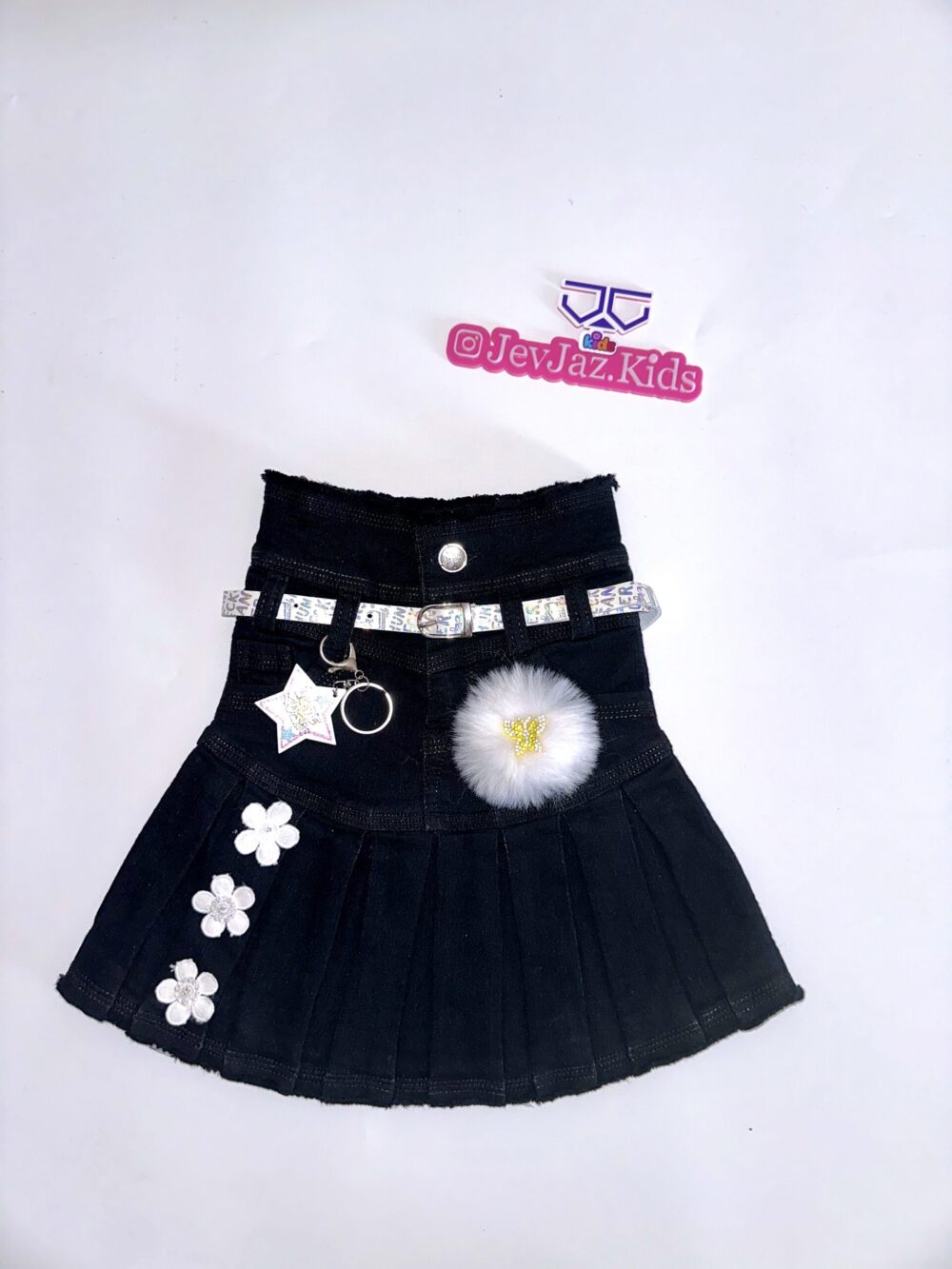 DENIM PLEATED SKIRT (Black)