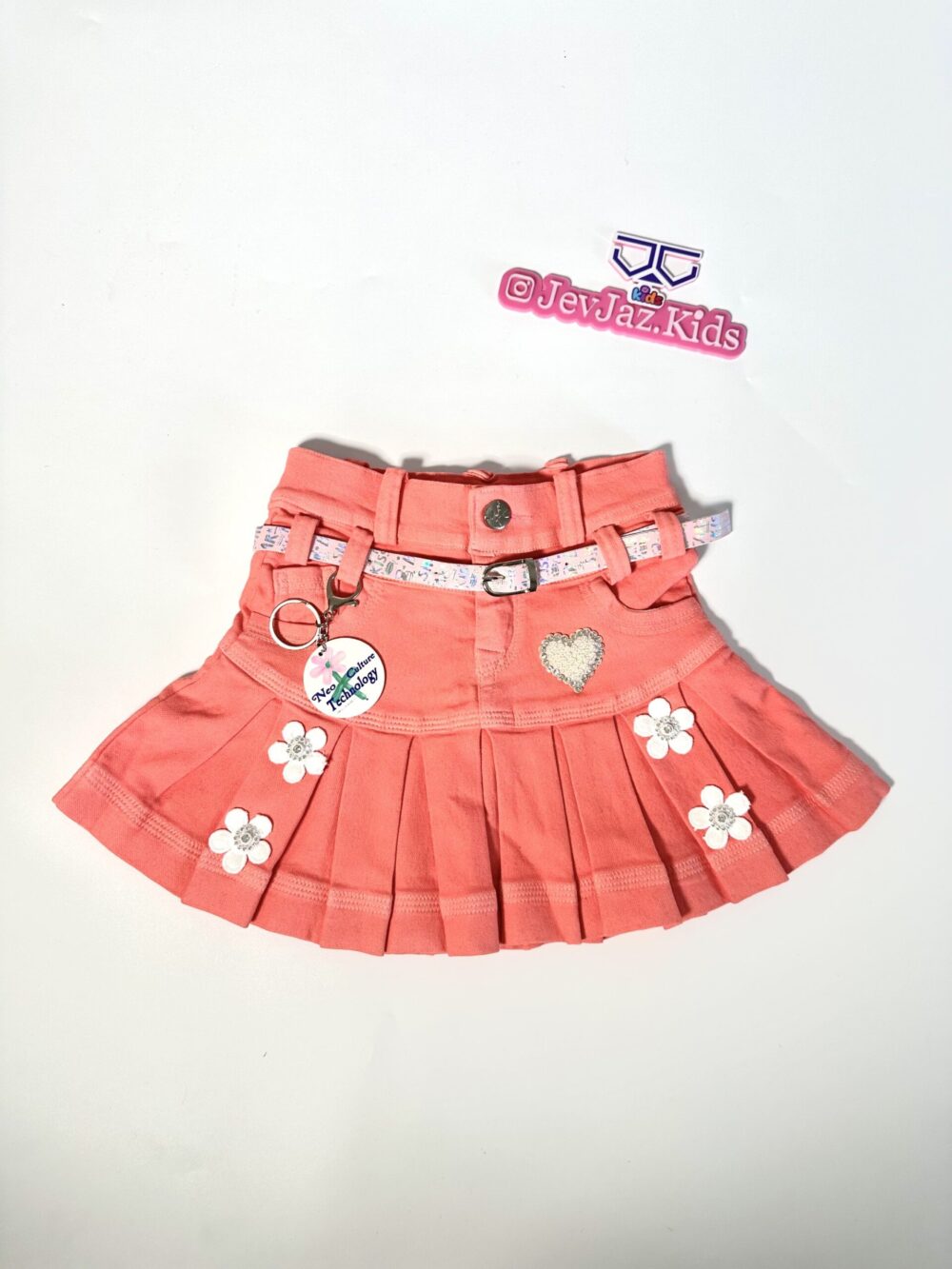 DENIM PLEATED SKIRT (Peach)
