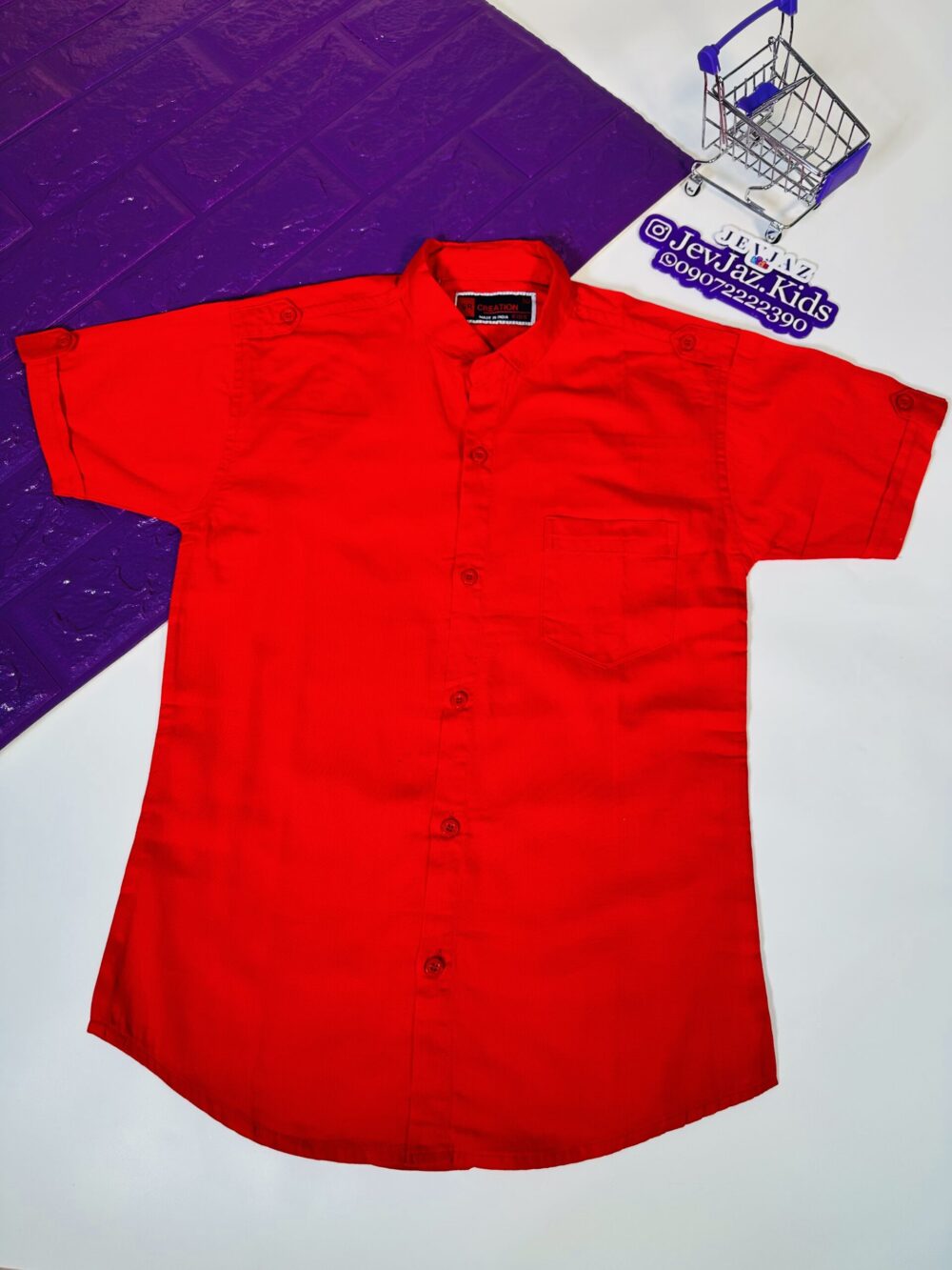 SR PLAIN DRESS SHIRT SHORT SLEEVE BUTTON DOWN (RED)