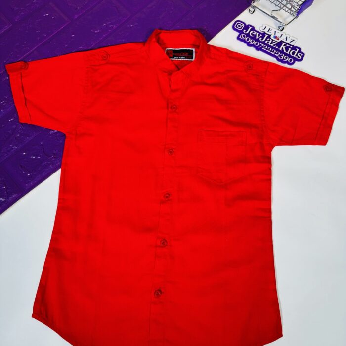 SR PLAIN DRESS SHIRT SHORT SLEEVE BUTTON DOWN (RED)