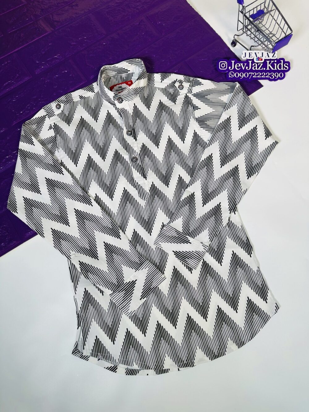 SR DRESS SHIRT LONG SLEEVE BUTTON DOWN BLACK STRIPE DOWN - Image 2