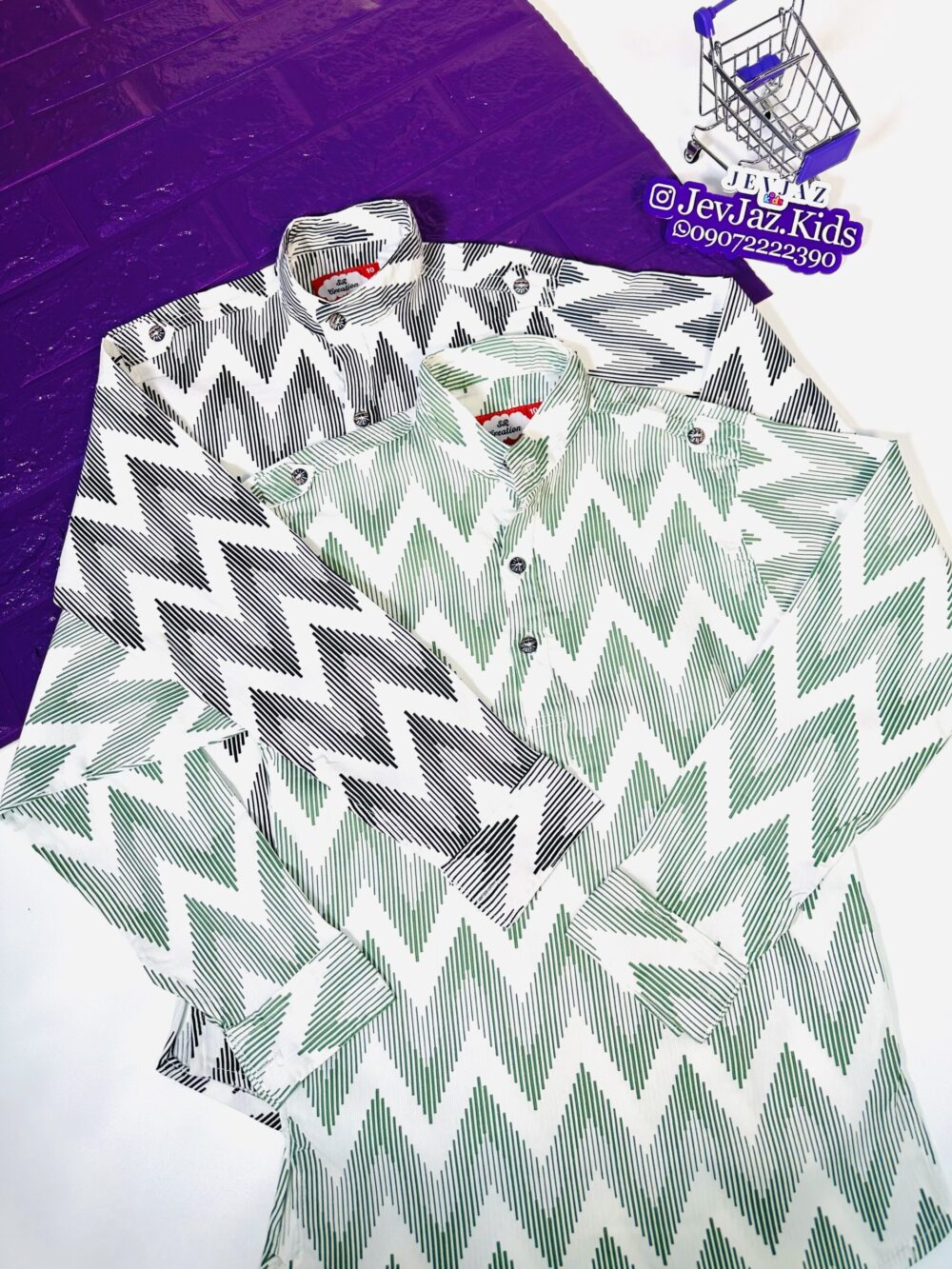 SR DRESS SHIRT LONG SLEEVE BUTTON DOWN GREEN STRIPE