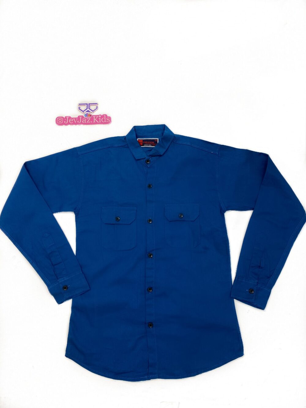 SR DRESS SHIRT LONG SLEEVE PLAIN BLUE DOUBLE POCKET