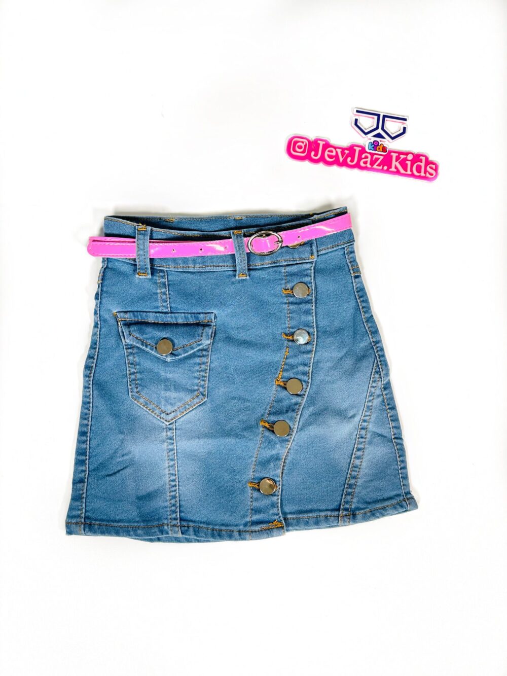DENIM SKIRT WITH PINK BELT (Light)