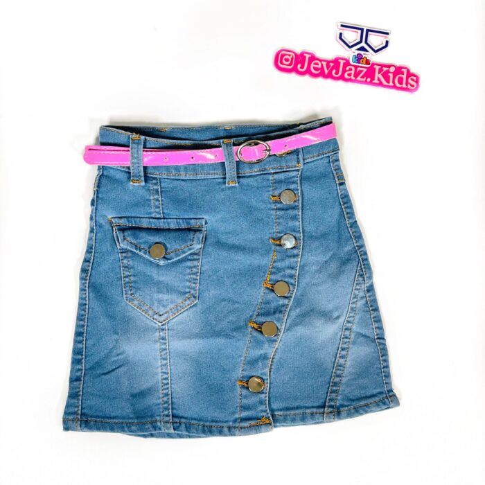 DENIM SKIRT WITH PINK BELT (Light)