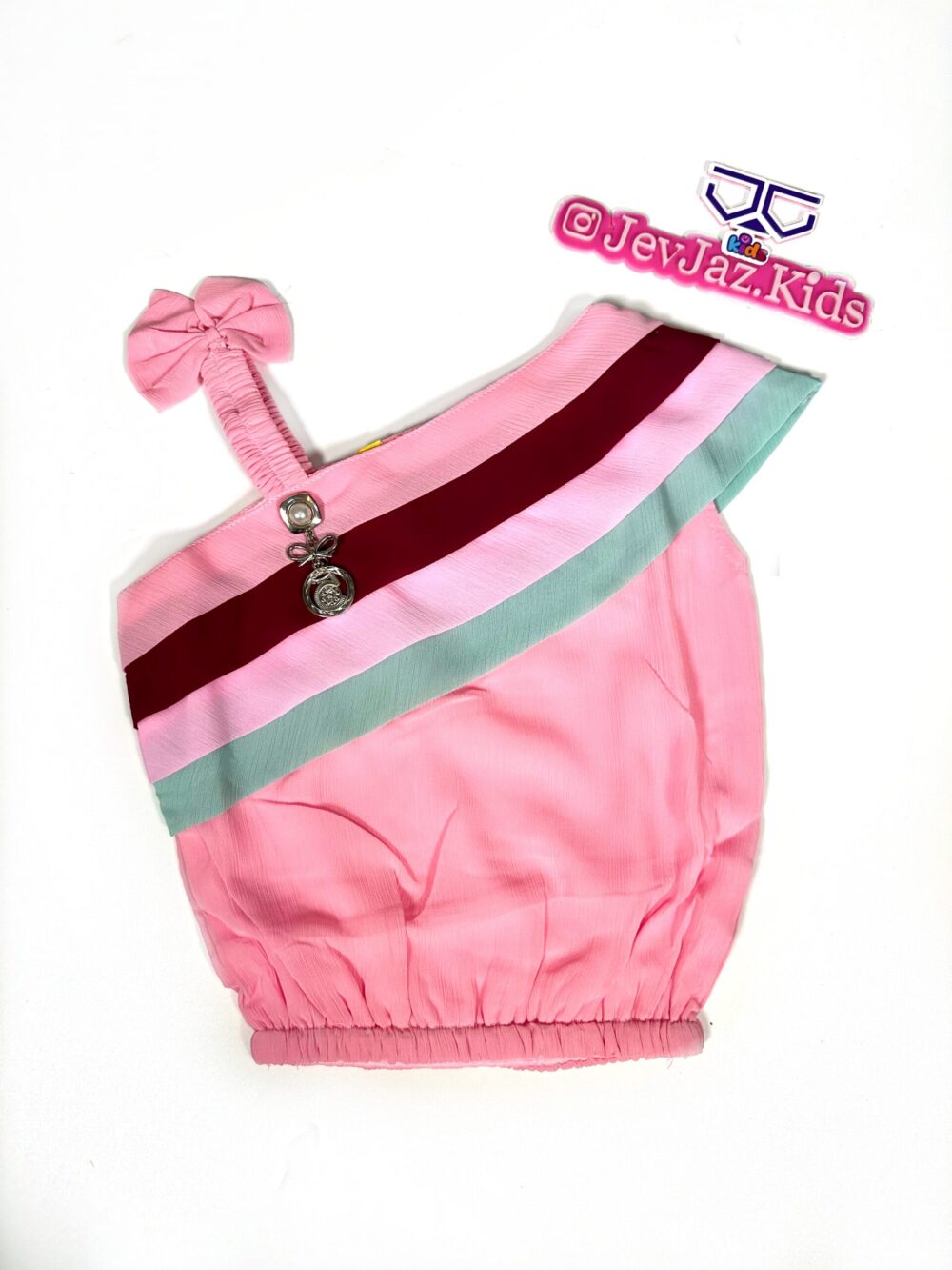 3 TONE MONO SLEEVE BOW TOP (Pink/Wine)