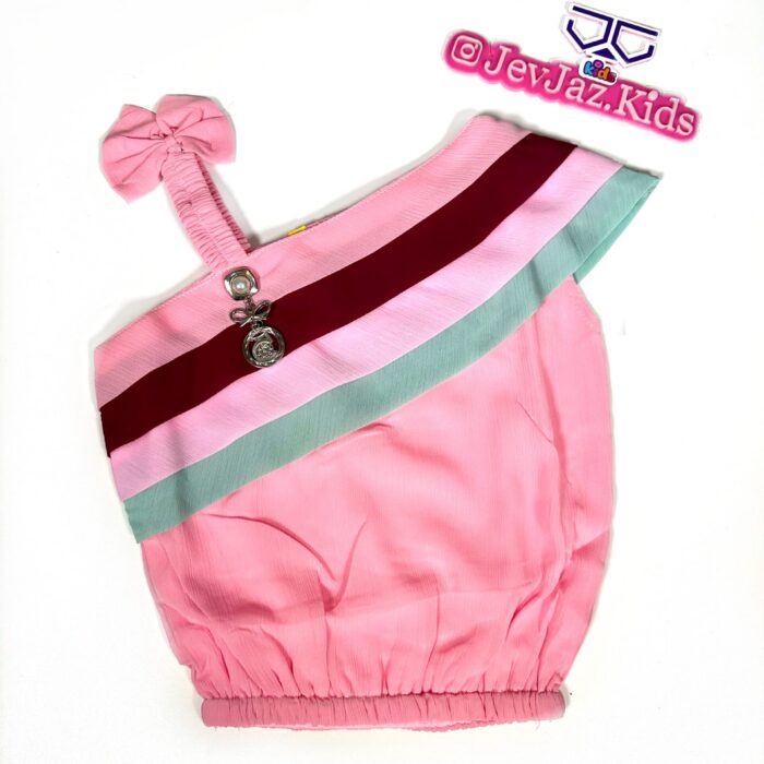 3 TONE MONO SLEEVE BOW TOP (Pink/Wine)