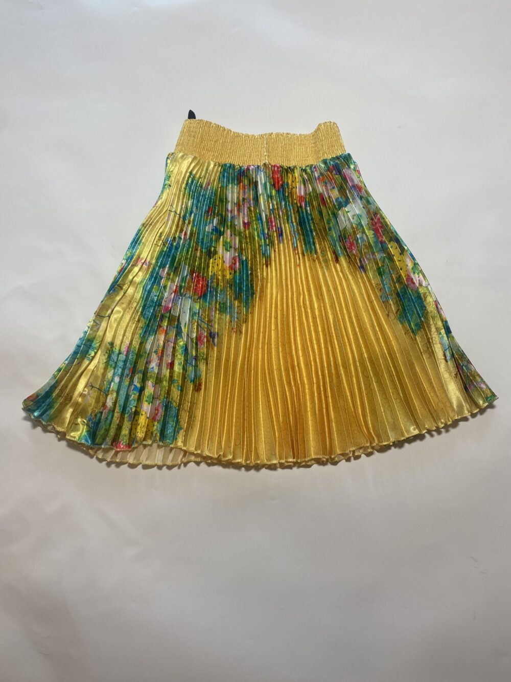 YELLOW FLOWER PLEATED SHIRT