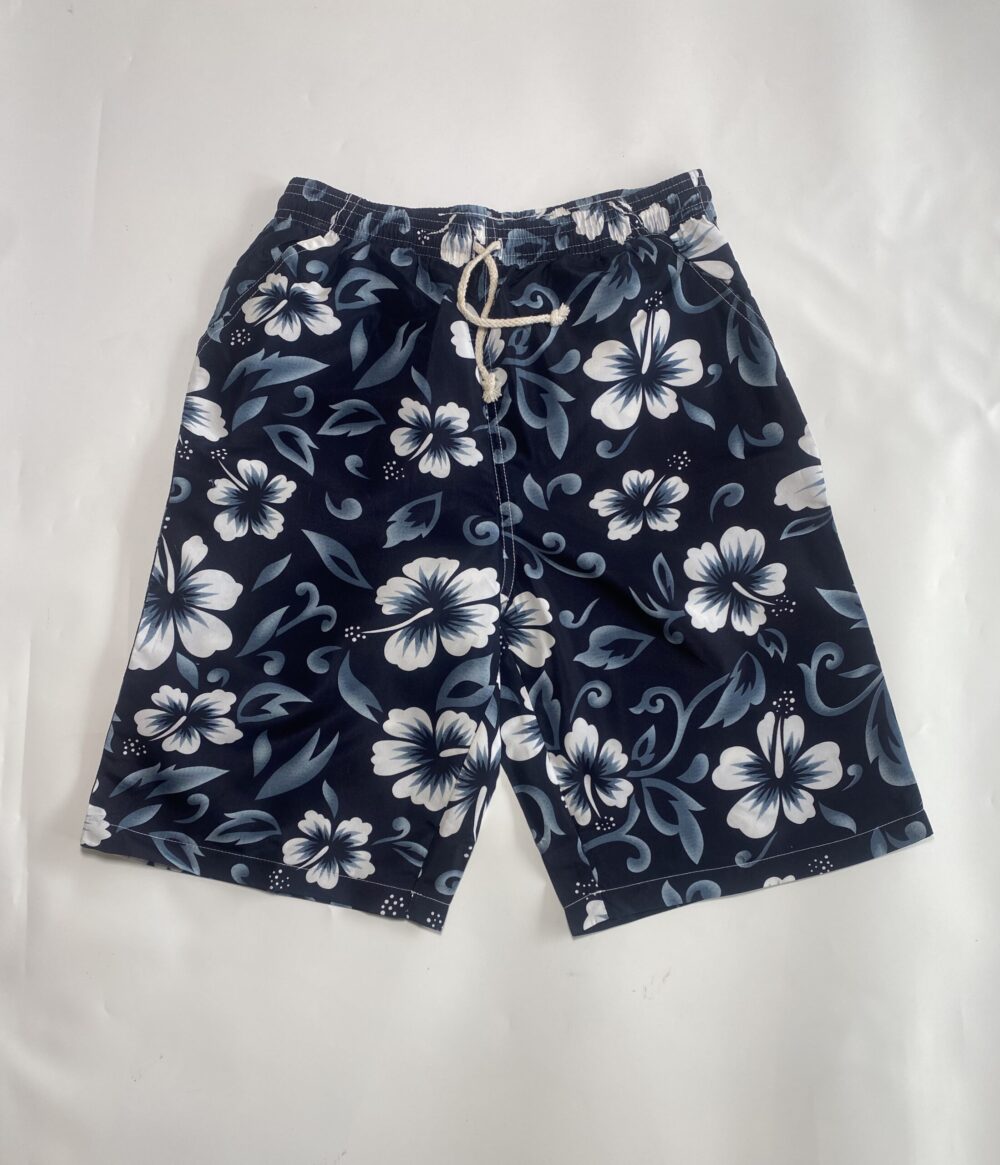 NAVY BLUE FLORA WHITE SWIM SHORT