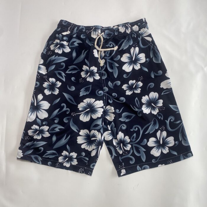 NAVY BLUE FLORA WHITE SWIM SHORT