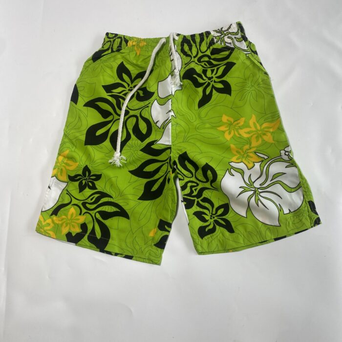 GREEN/BLACK FLORA WHITE SWIM SHORT