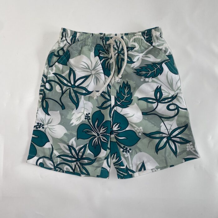 EMERALD GREEN WHITE FLORA SWIM SHORT