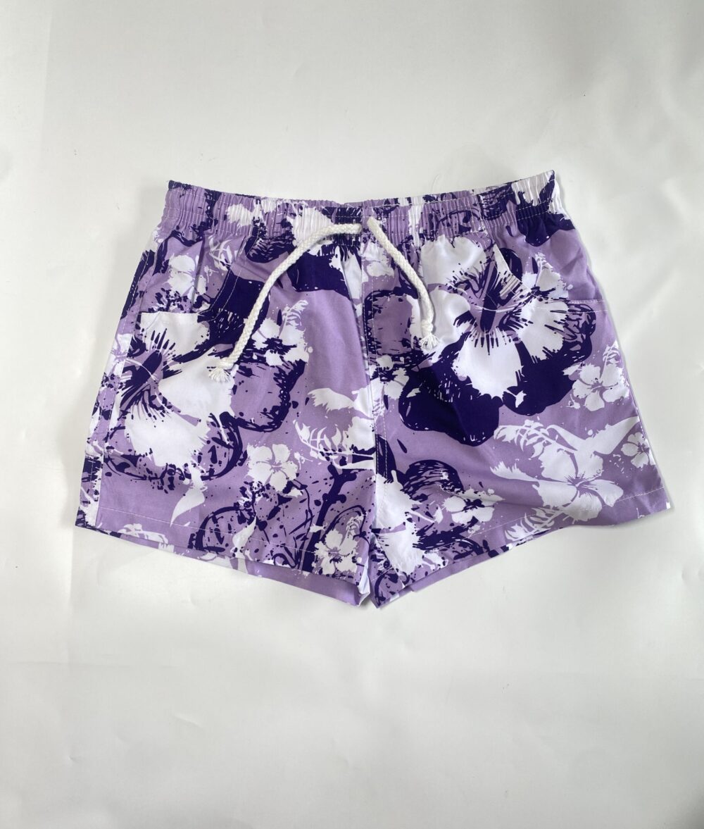 PURPLE/WHITE FLORA SWIM SHORT