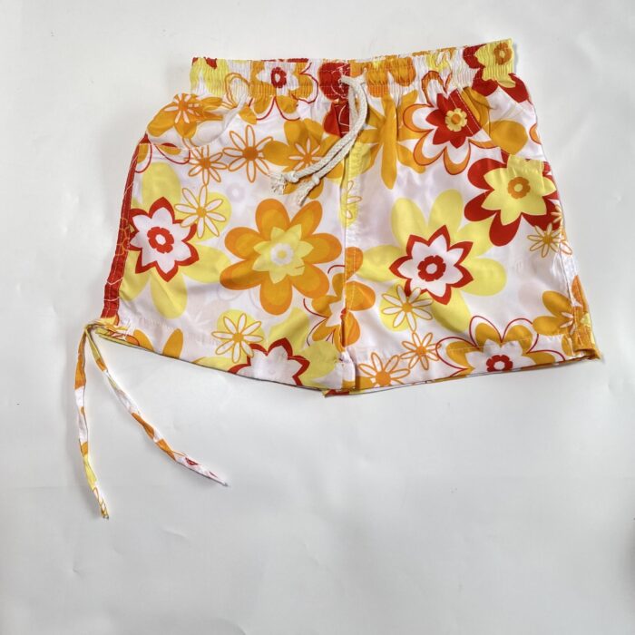 ORANGE/WHITE FLORA SWIM SHORT WITH STRAP