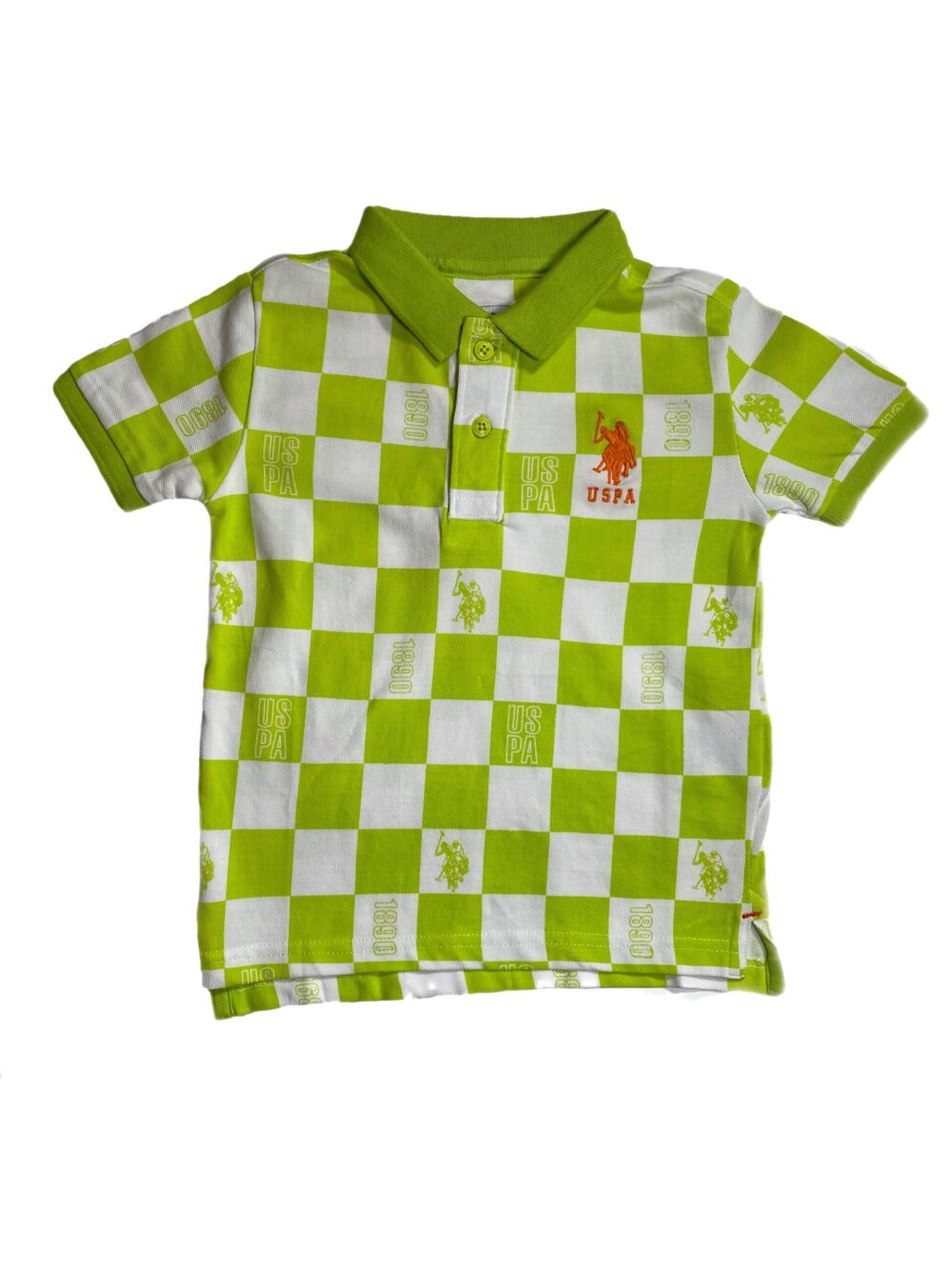 US POLO WITH COLLAR (LEMON GREEN/WHITE CHEQUE)