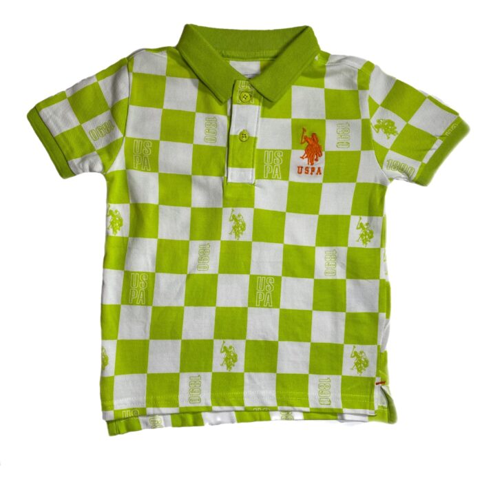 US POLO WITH COLLAR (LEMON GREEN/WHITE CHEQUE)