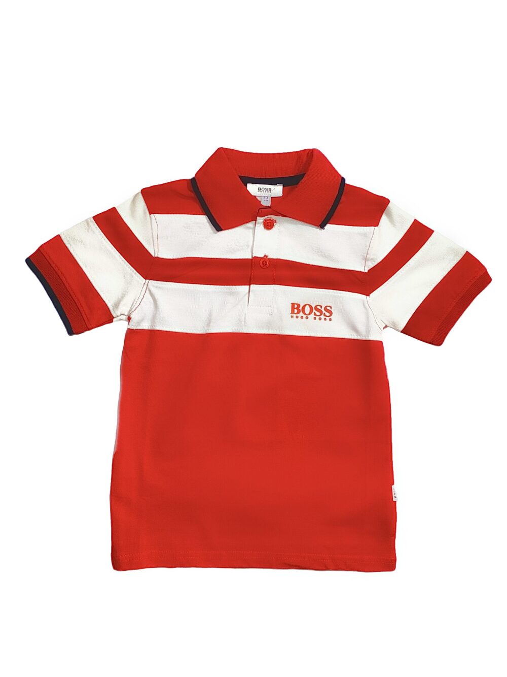 HUGO BOSS POLO RED AND WHITE STRIP WITH COLLAR