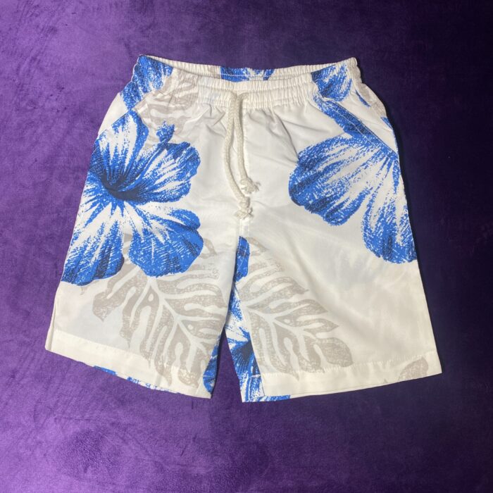 WHITE/BLUE FLOWER SWIM SHORT