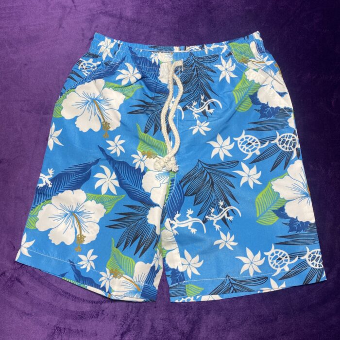 OCEAN BLUE WHITE FLORA SWIM SHORT