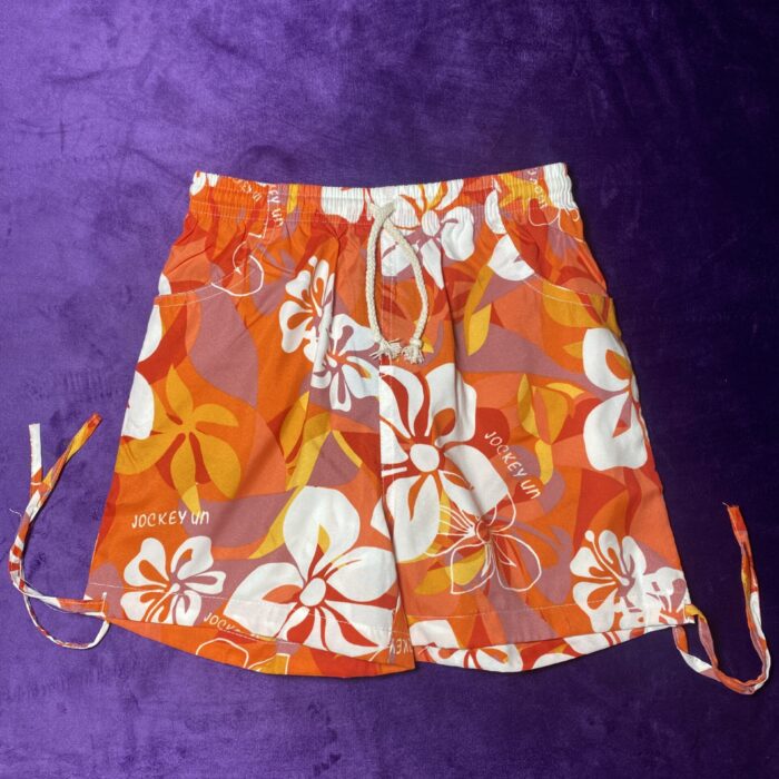 PEACH/ORANGE/YELLOW FLORA SWIM SHORT WITH STRAP