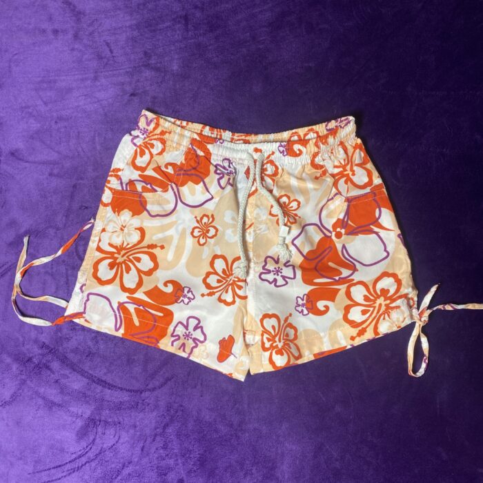 ORANGE/PEACH PURPLE FLORA SWIM SHORT