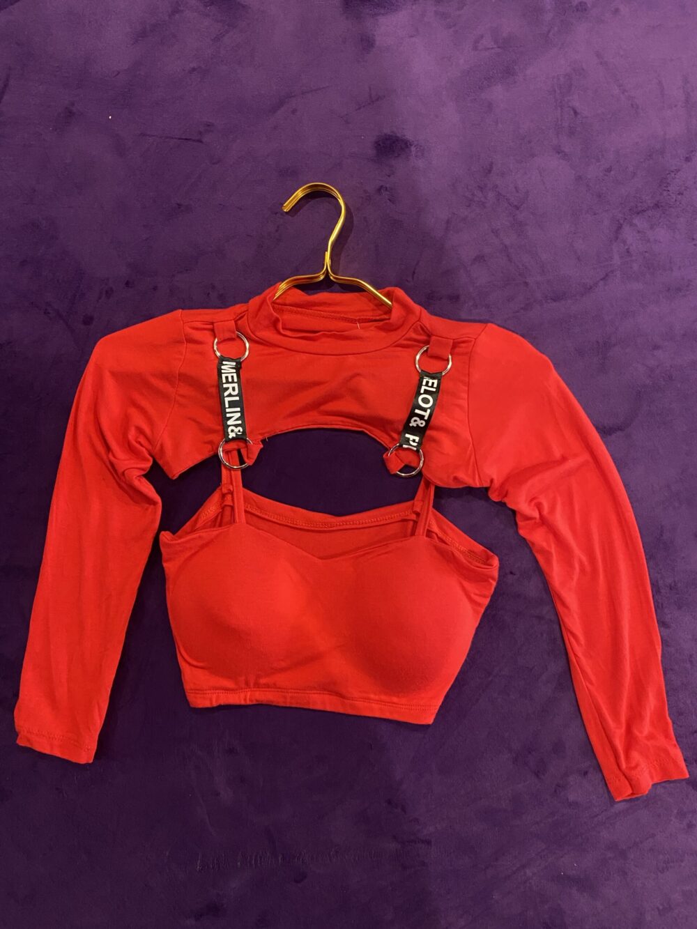 2PCS BRA CROP TOP WITH LONG SLEEVE