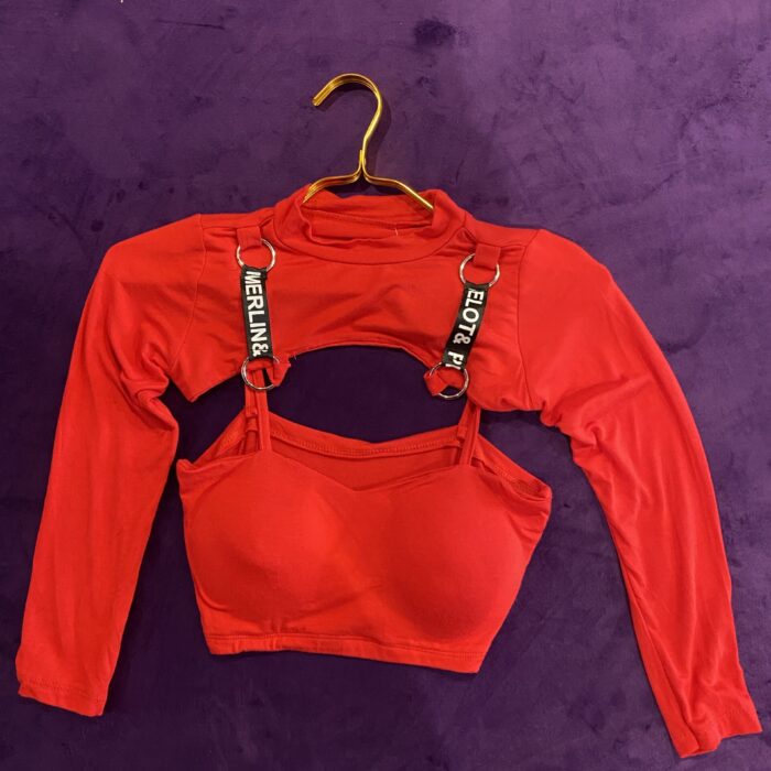 2PCS BRA CROP TOP WITH LONG SLEEVE